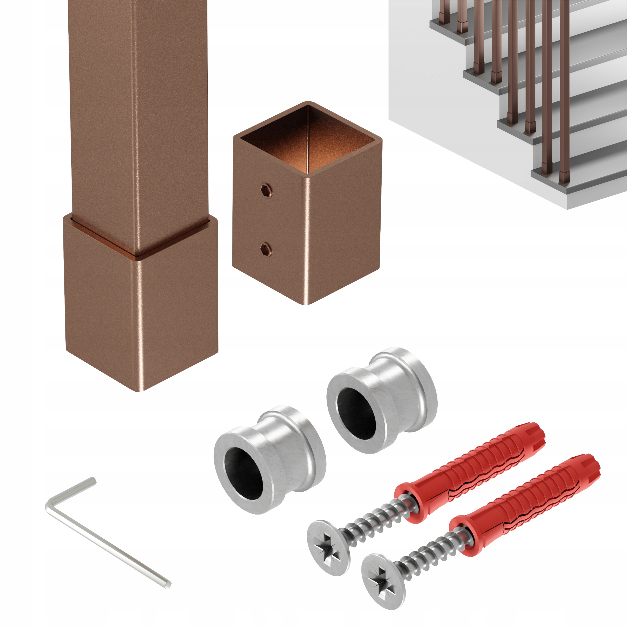 Zábradlí Na Schody Barierka Sloupek Měď 25x25 mm 295 cm Harfa Slim