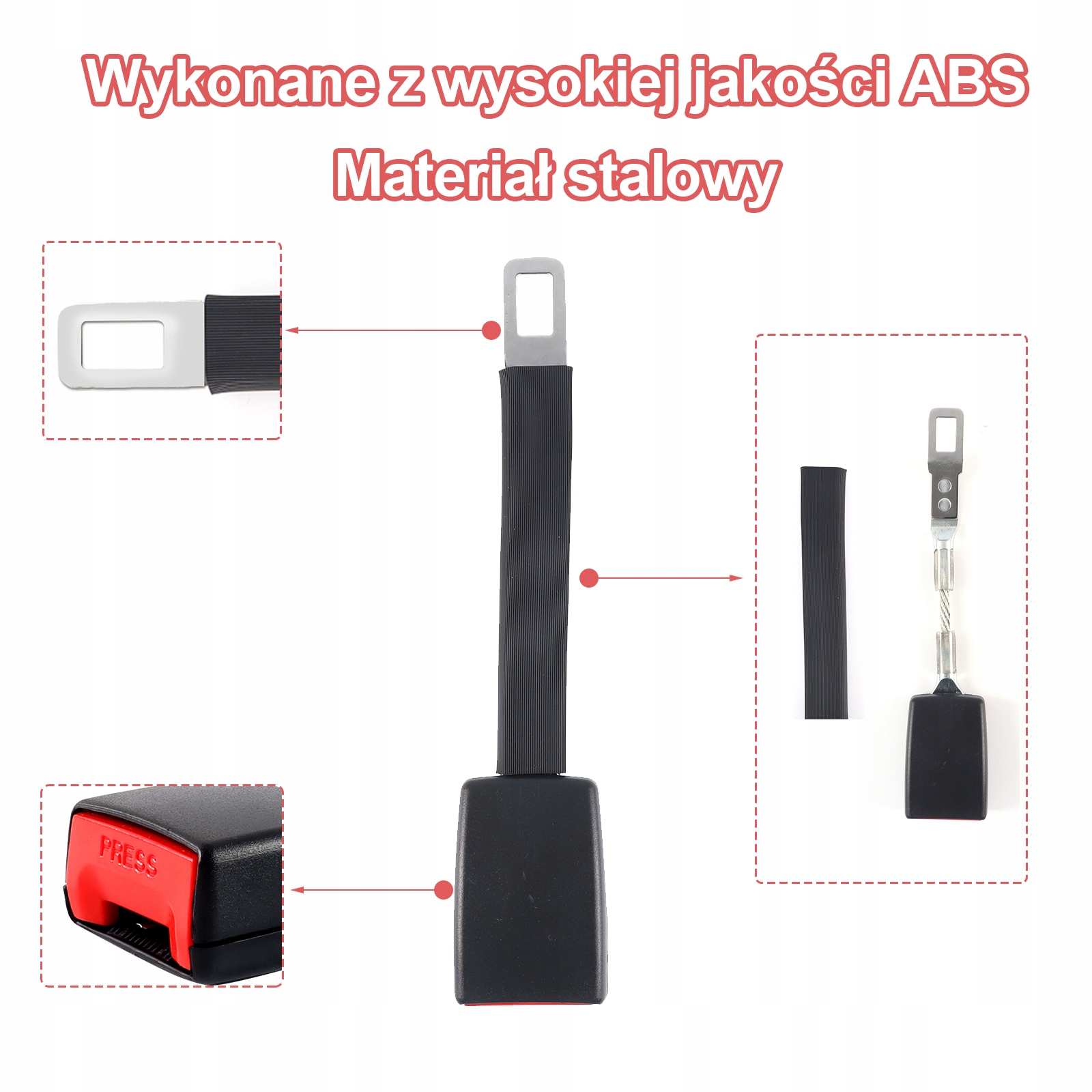 PRZEDŁUŻACZ PASA BEZPIECZEŃSTWA UNIWERSALNY PASEK 26cm Producent części Inny