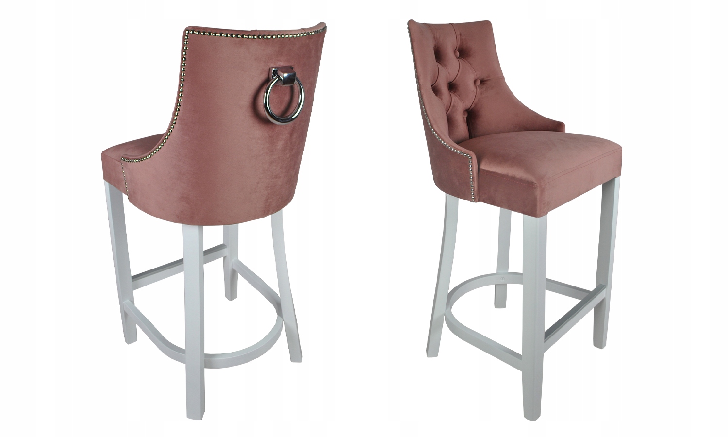 KRZESŁA BAROWE Z KOŁATKĄ PIKOWANE GLAMOUR DŻETAMI