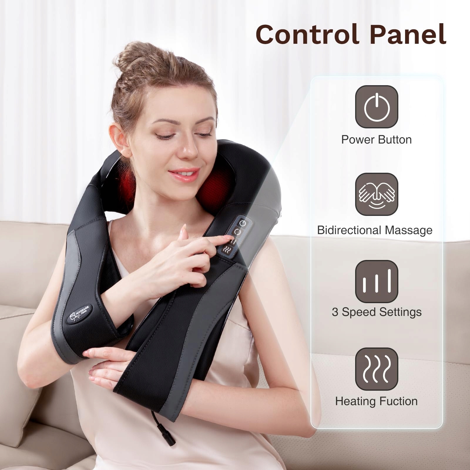SHIATSU Masażer Szyi i Ramion z Podgrzewaniem Elektryczny Do Domu i Biura — miniatura 2