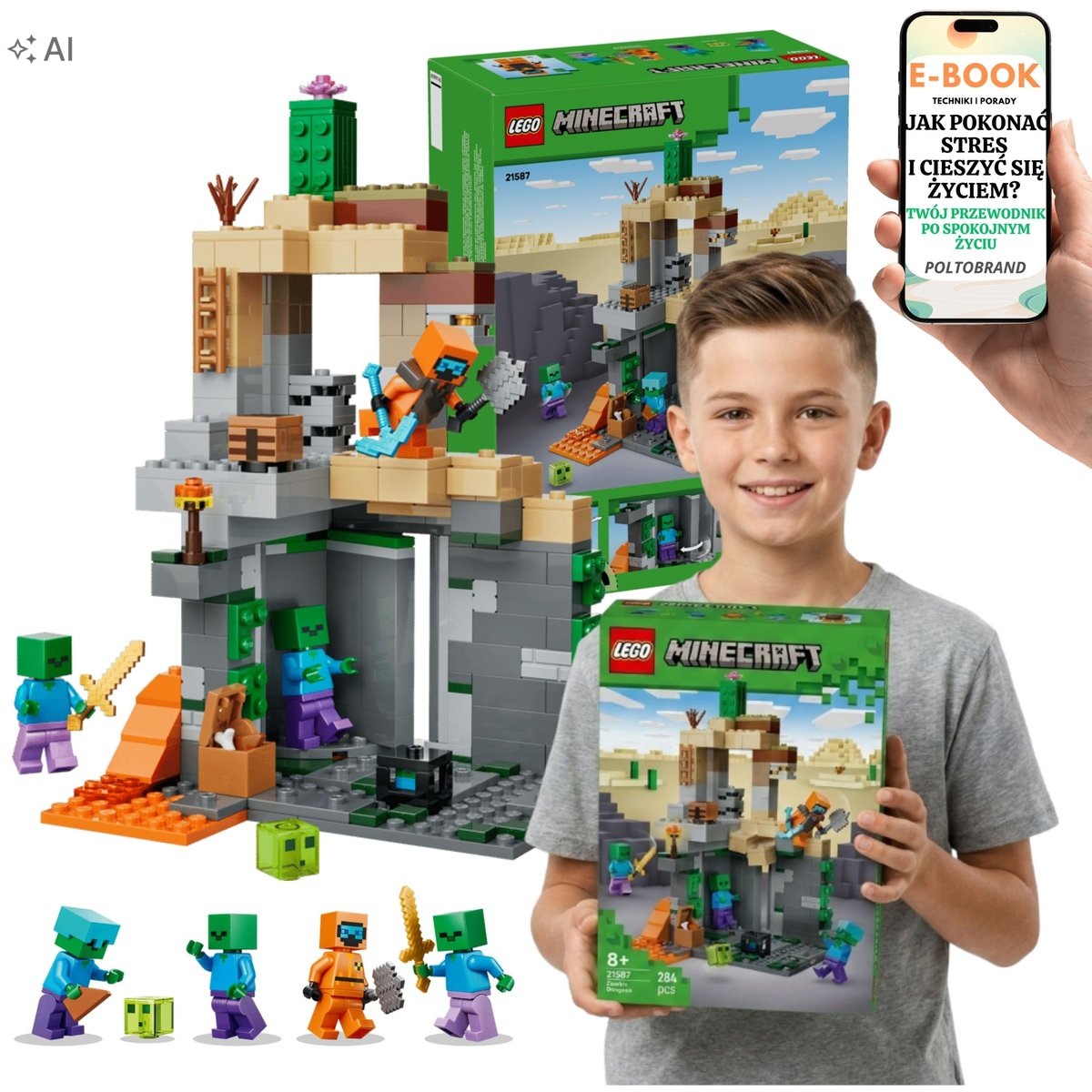 Lego Klocki Minecraft Zombie Loch Gamingowy Dla Chłopca EBOOK-1