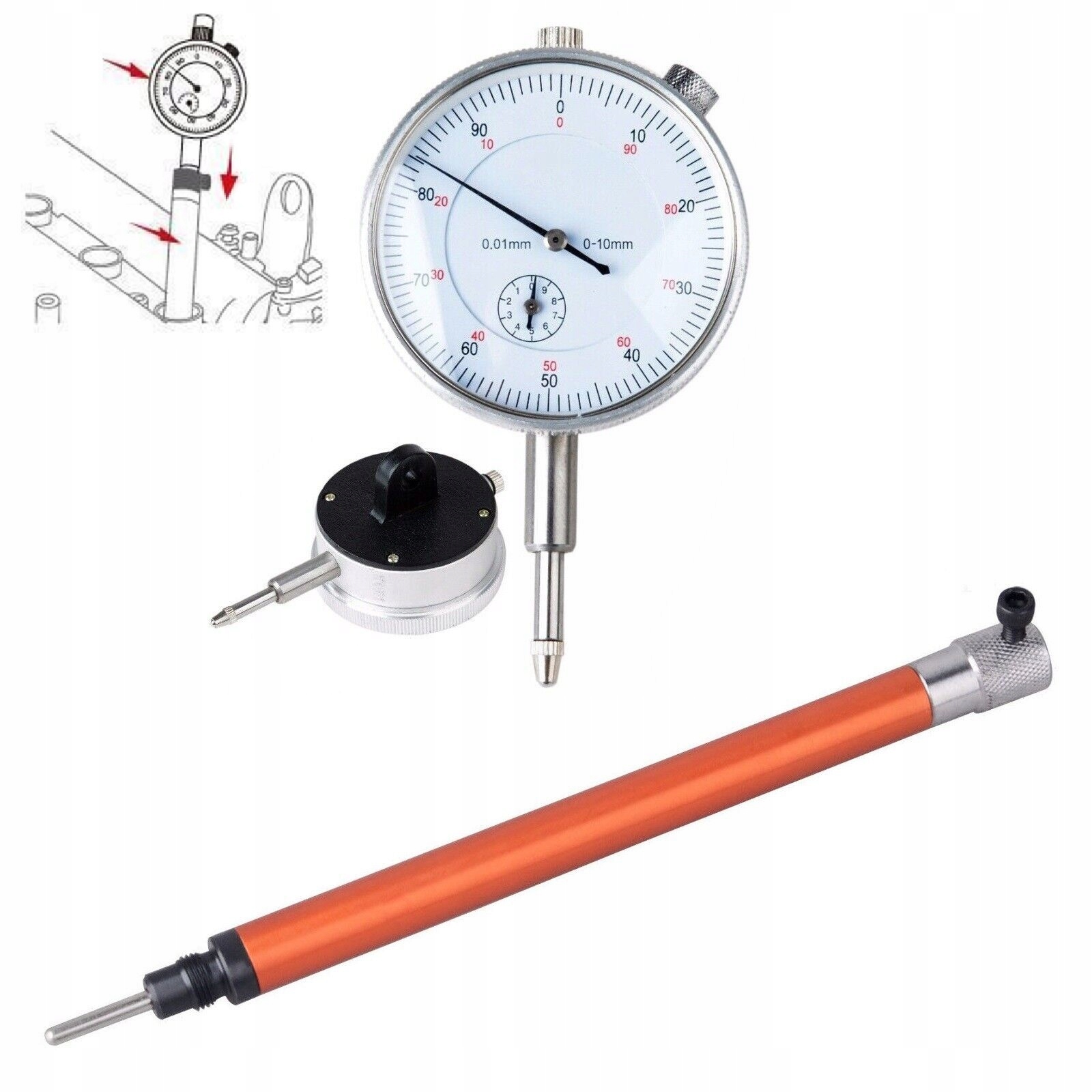 Czujnik Zegarowy zegar czujnika 0-10MM analogowy Vw, Audi, Skoda, Seat