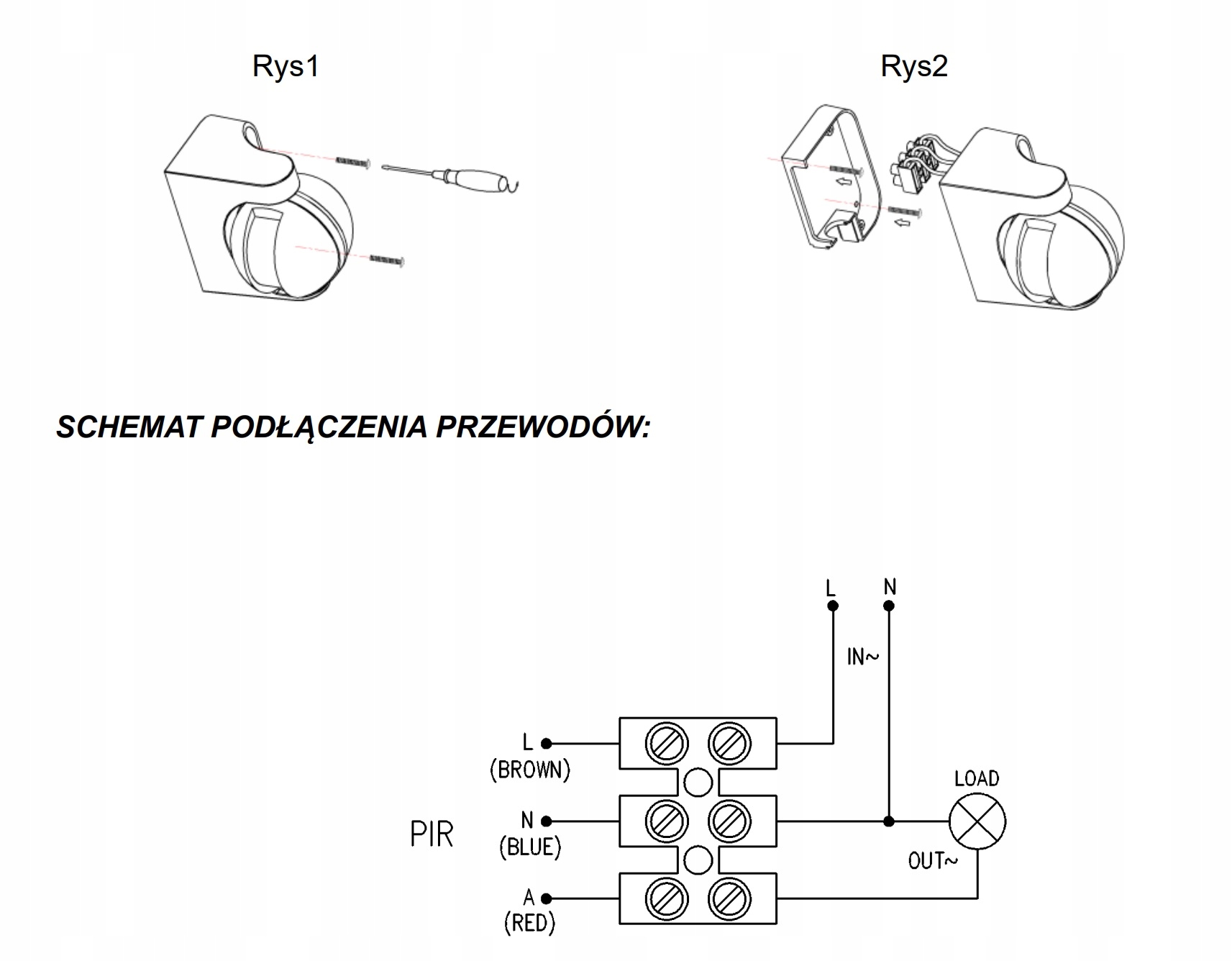 Czujnik ruchu PIR CP-2B BIAŁY ścienny zewnętrzny 180 stopni mały regulacja Marka Ecolight