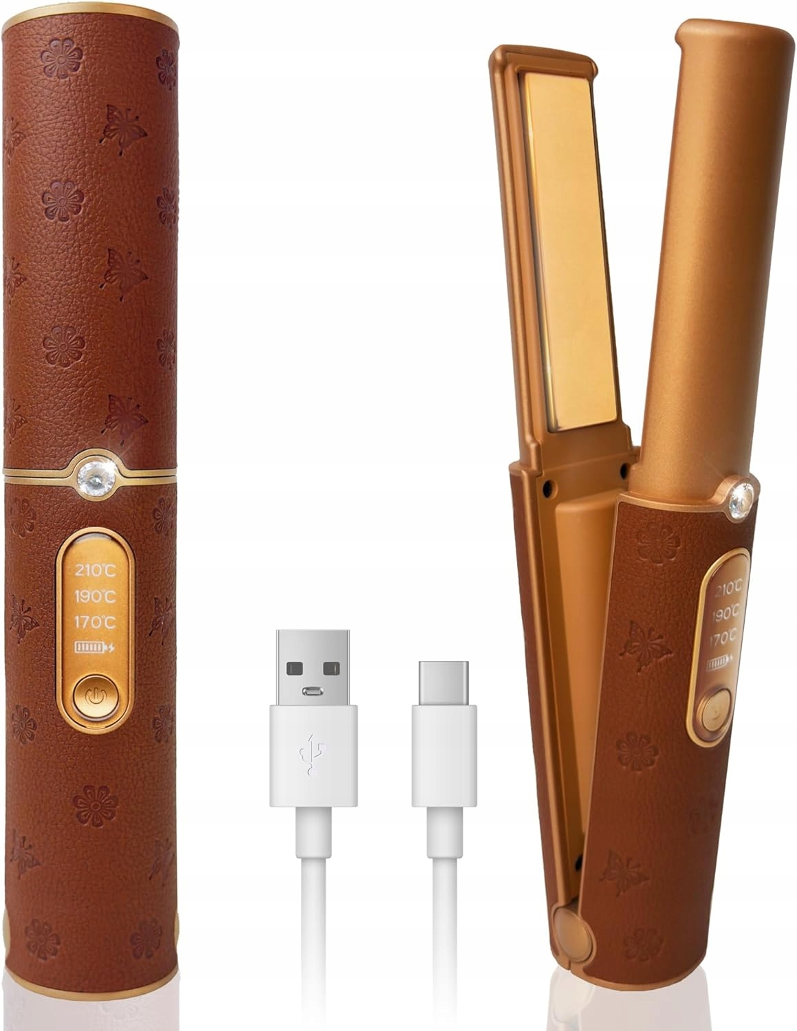 Bezprzewodowa Prostownica do Włosów 2w1 (Prostowanie/Kręcenie) Podróżna, Szybkie Nagrzewanie do 210°C