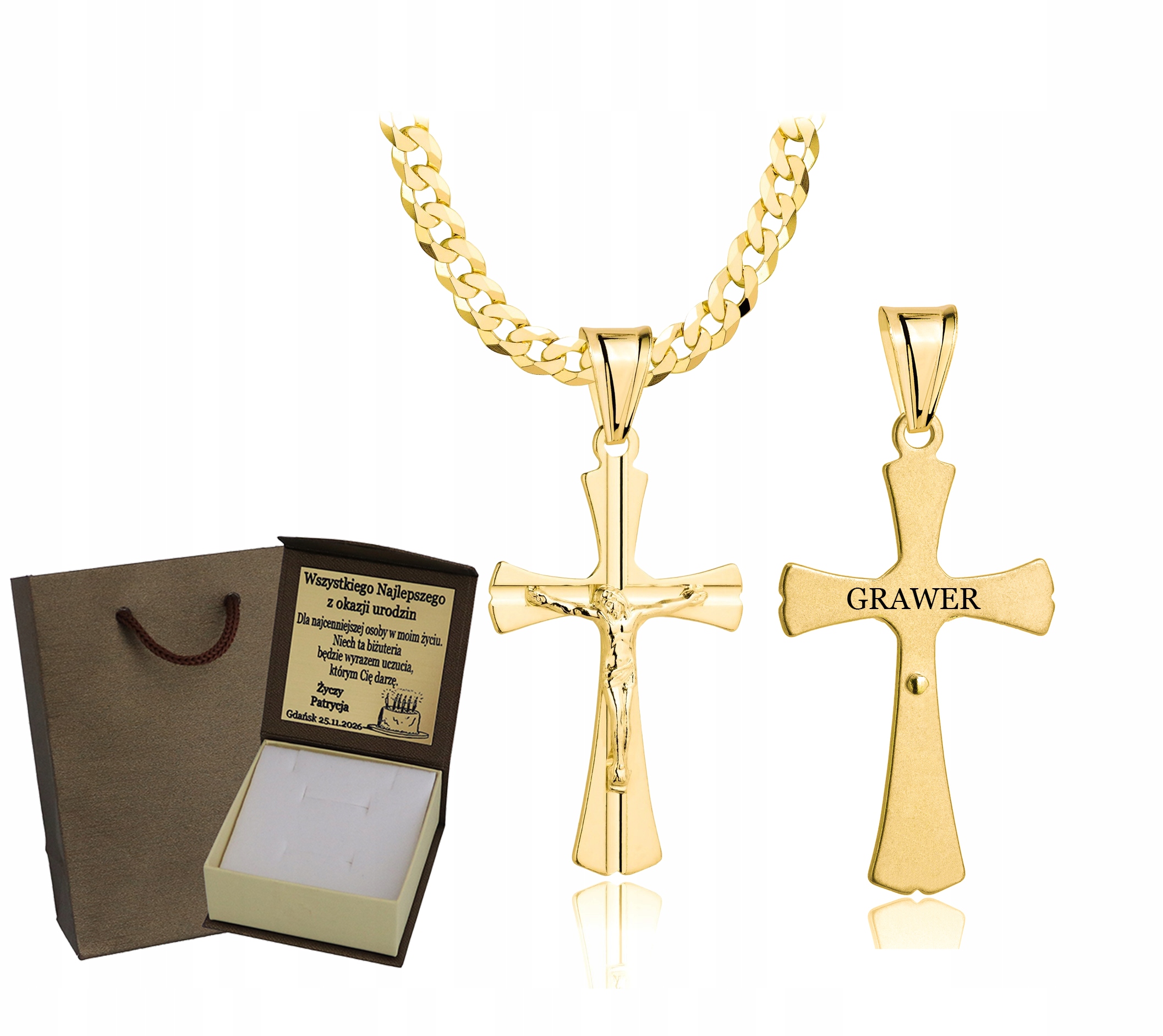 Zlatý Plný Řetízek Pánský Pancr S Křížkem Ryzost 925 585 Gravírování Bonus