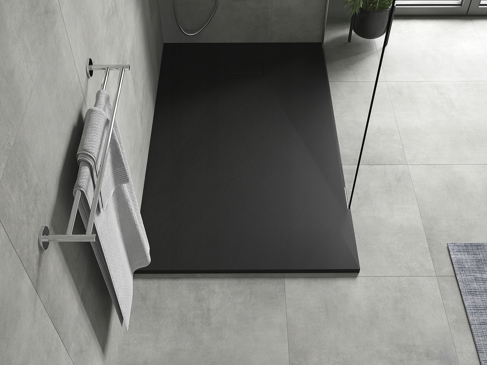 MEXEN HUGO BRODZIK PROSTOKĄTNY SMC 160x90 CZARNY Szerokość 160 cm