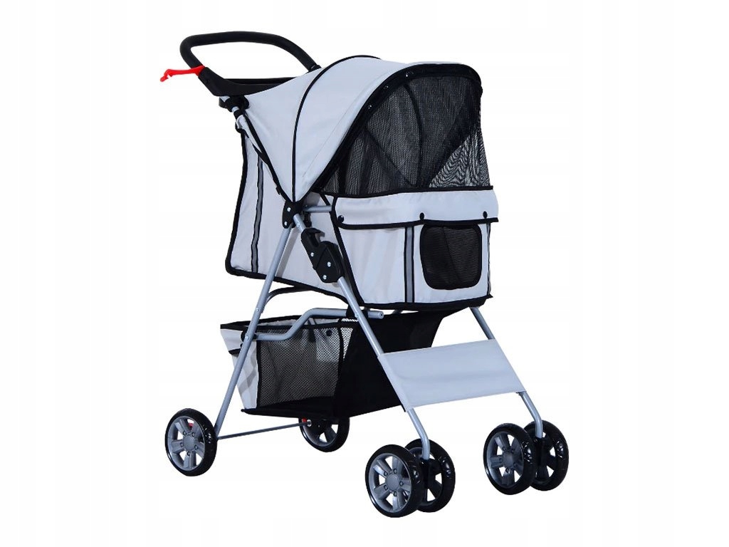 Levně Kočárek pro psy Pawhut D00-058GY, stříbrný
