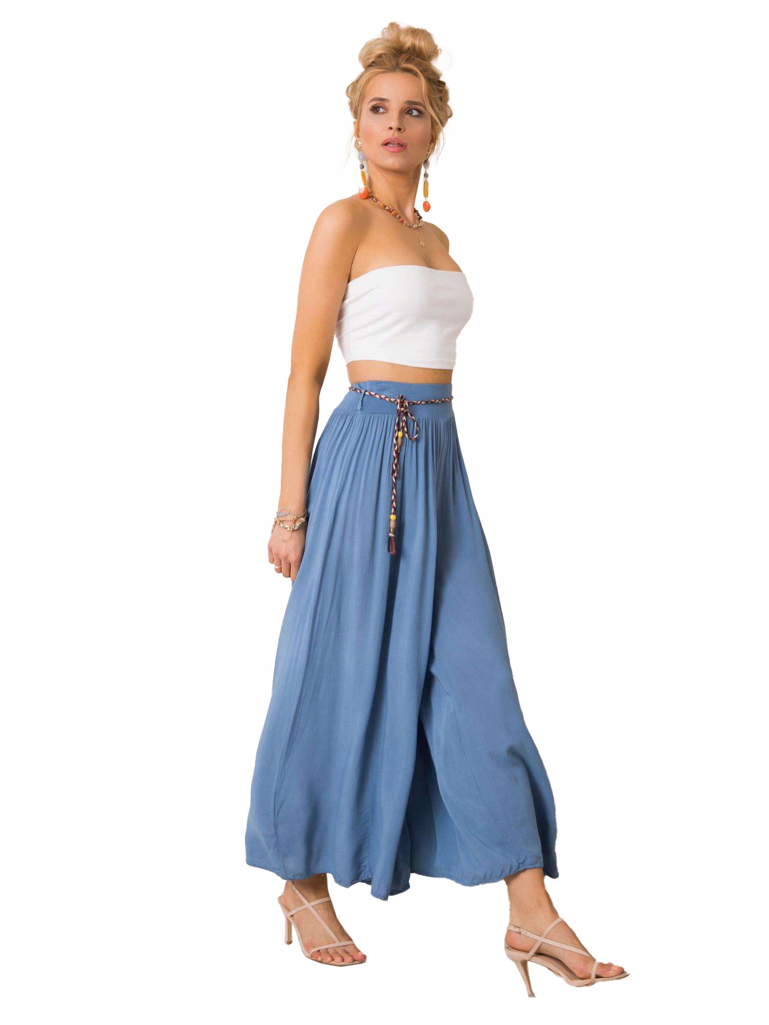 

Stylowe Spodnie Damskie Z Materiału Szerokie - S