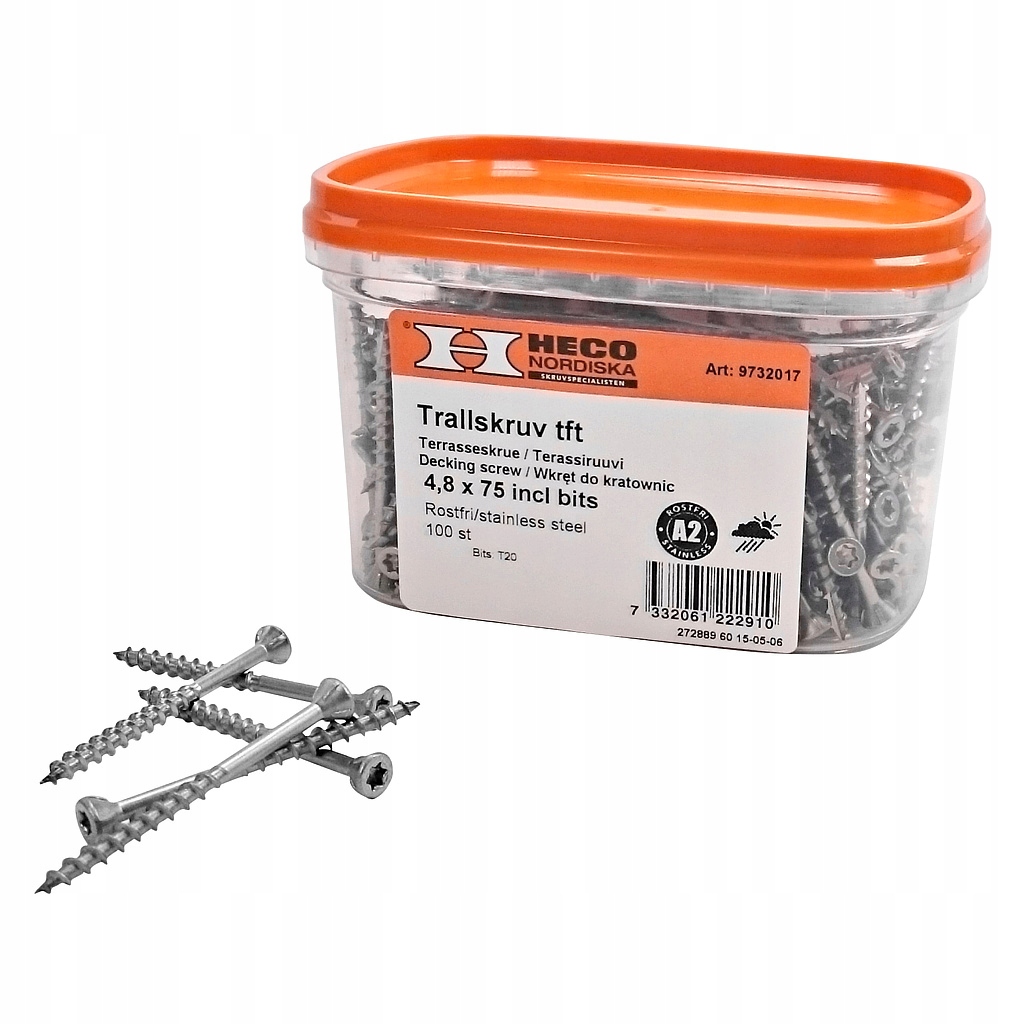 Terasové vruty 100 ks 4,8x75 mm Heco