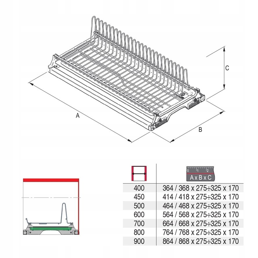 Ociekarka jednopoziomowa 70cm efekt chrom L-664 Marka Rejs