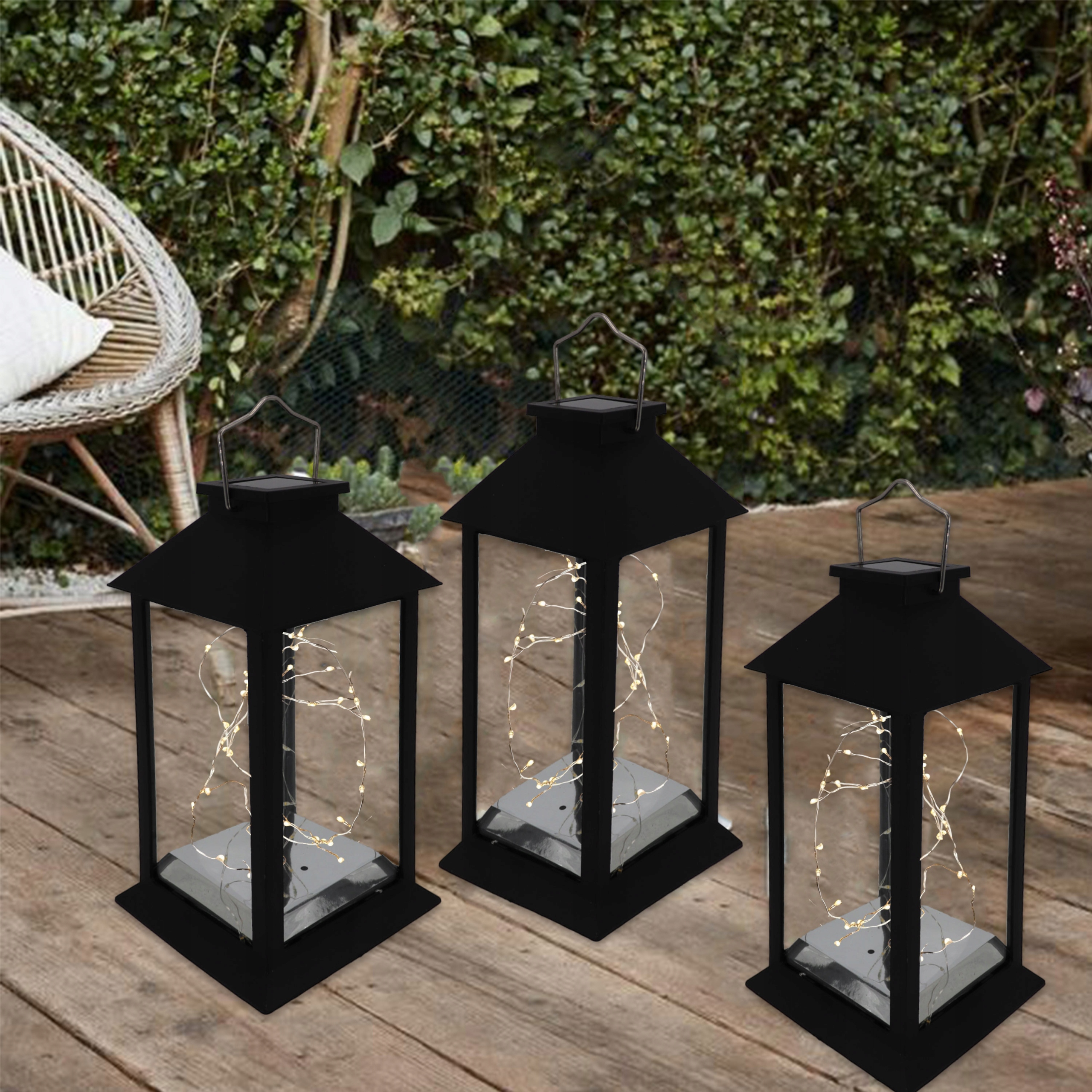 LATARENKA OGRODOWA LAMPION SOLARNY LED DECO Kolor czarny