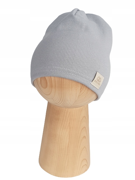 

Klasyczna Czapka Prążek, Szara, beanie, 54-58cm