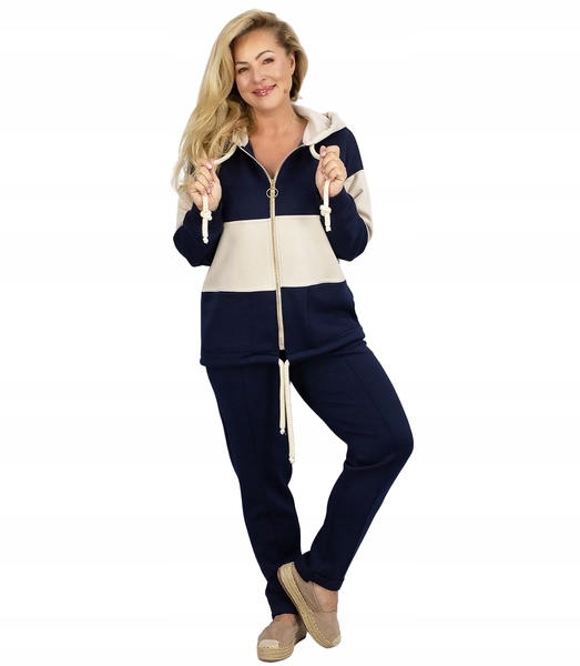 Sportovní elegance komplet Teplákovka rozepínací mikina kalhoty XL