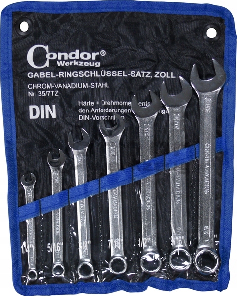 Klucze Płasko Oczkowe Calowe 1/4 5/8 7SZT