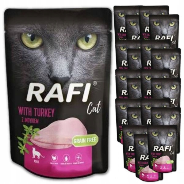 Karma dla kota Rafi Cat Adult z indykiem 100g x 20