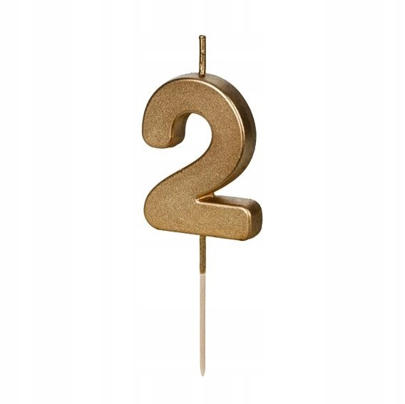 Świeczka urodzinowa cyferka 2 - złota