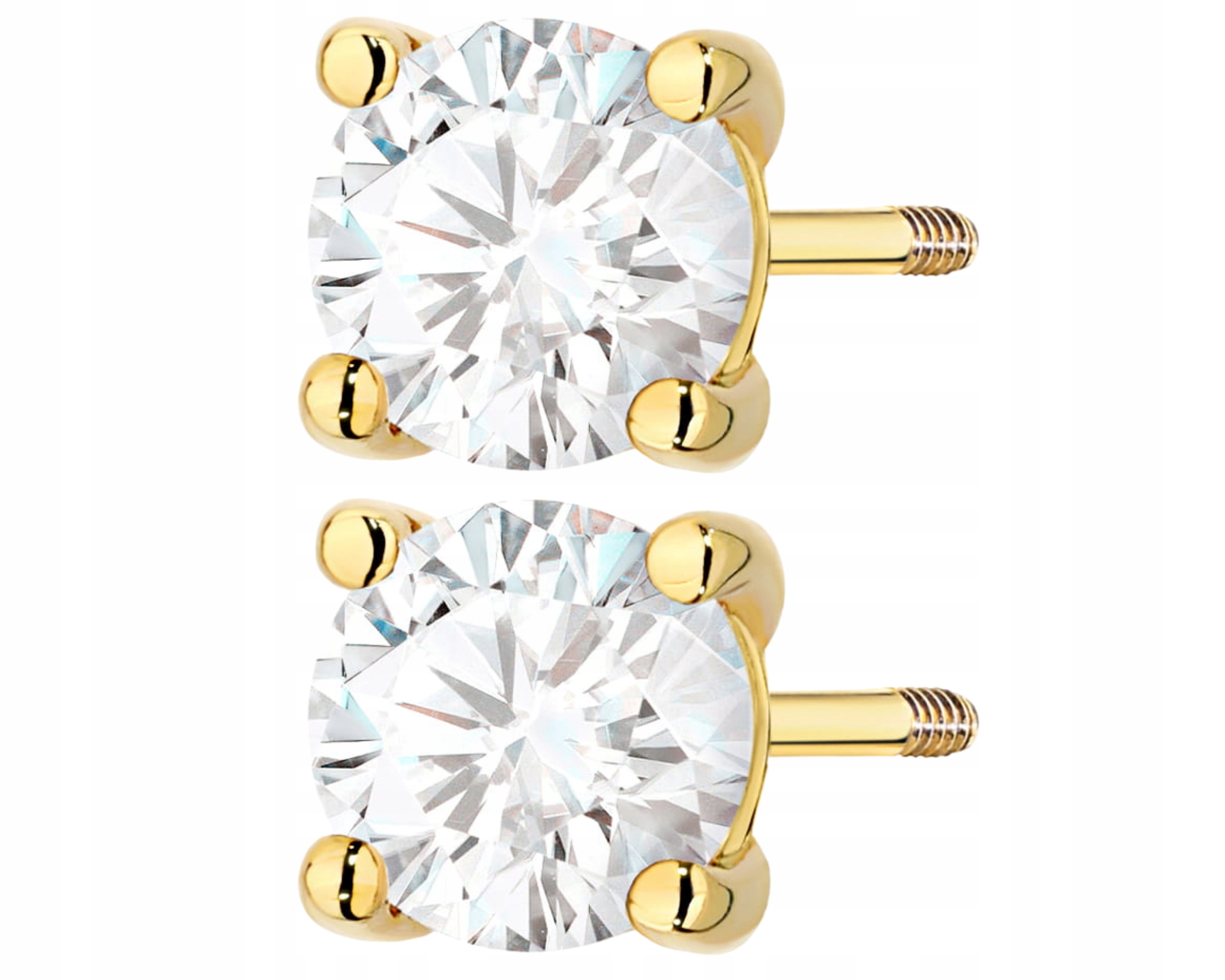 Zlaté Náušnice Laboratorní Diamanty 1,40 Ct Šroubovací Tyčinka 585