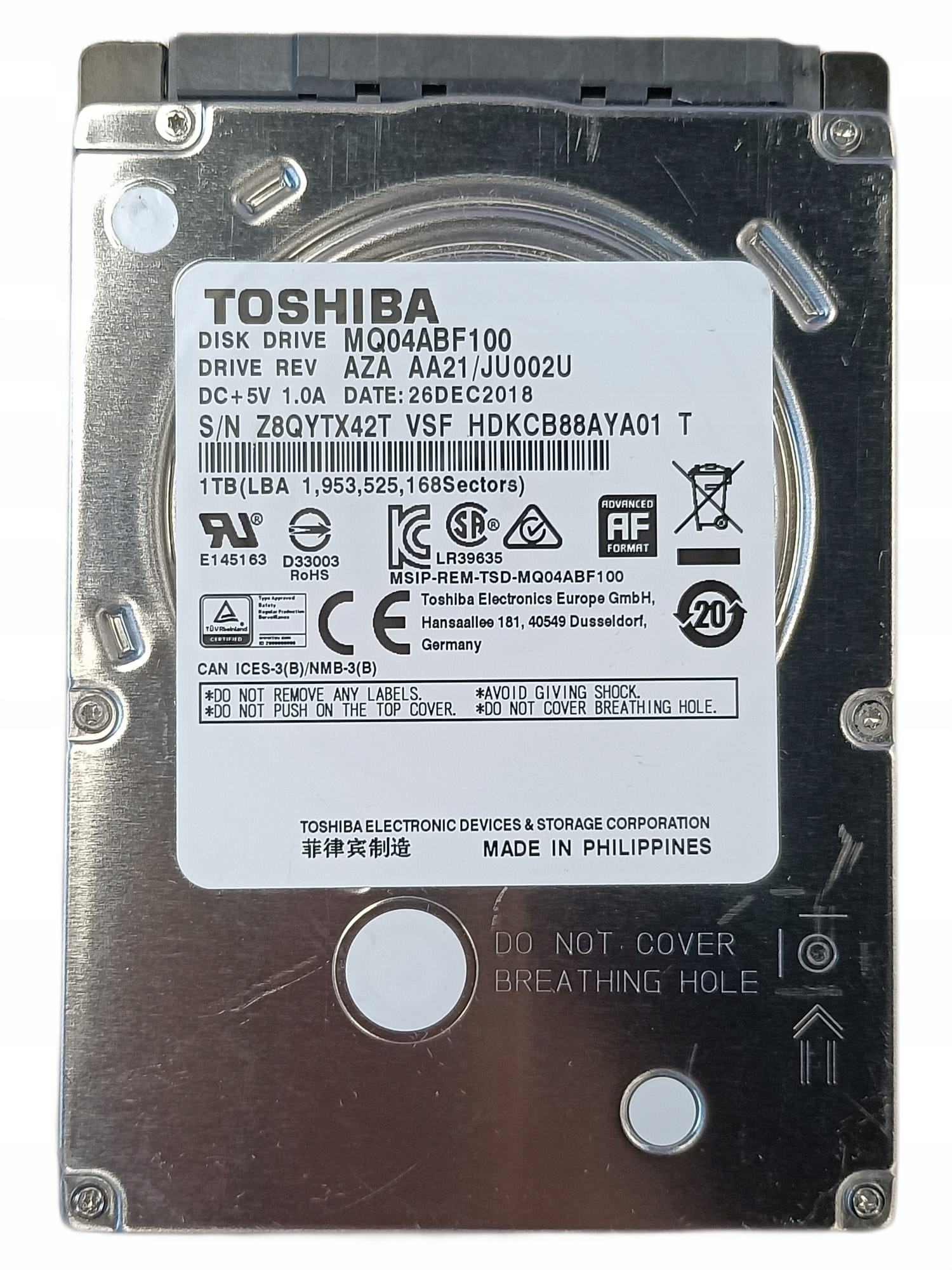 DYSK TWARDY HDD TOSHIBA 1TB 2,5" MQ04ABF100 H852