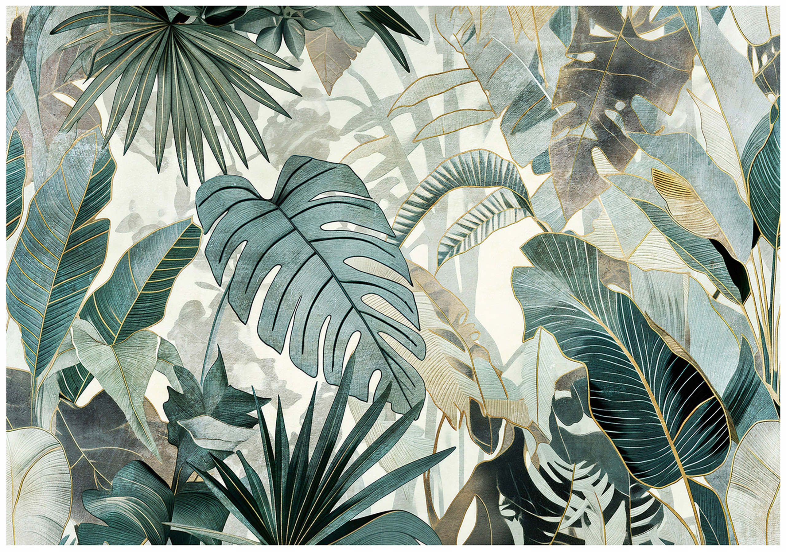 Fototapeta Listy Džungle Abstrakce Zelená Tropická Zlato 368x254