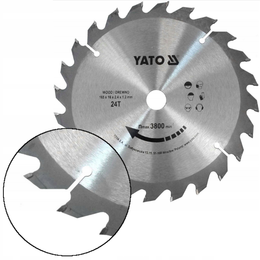 Tarcza Widiowa Do Drewna 165x16x2,4x1,2 MM 24T