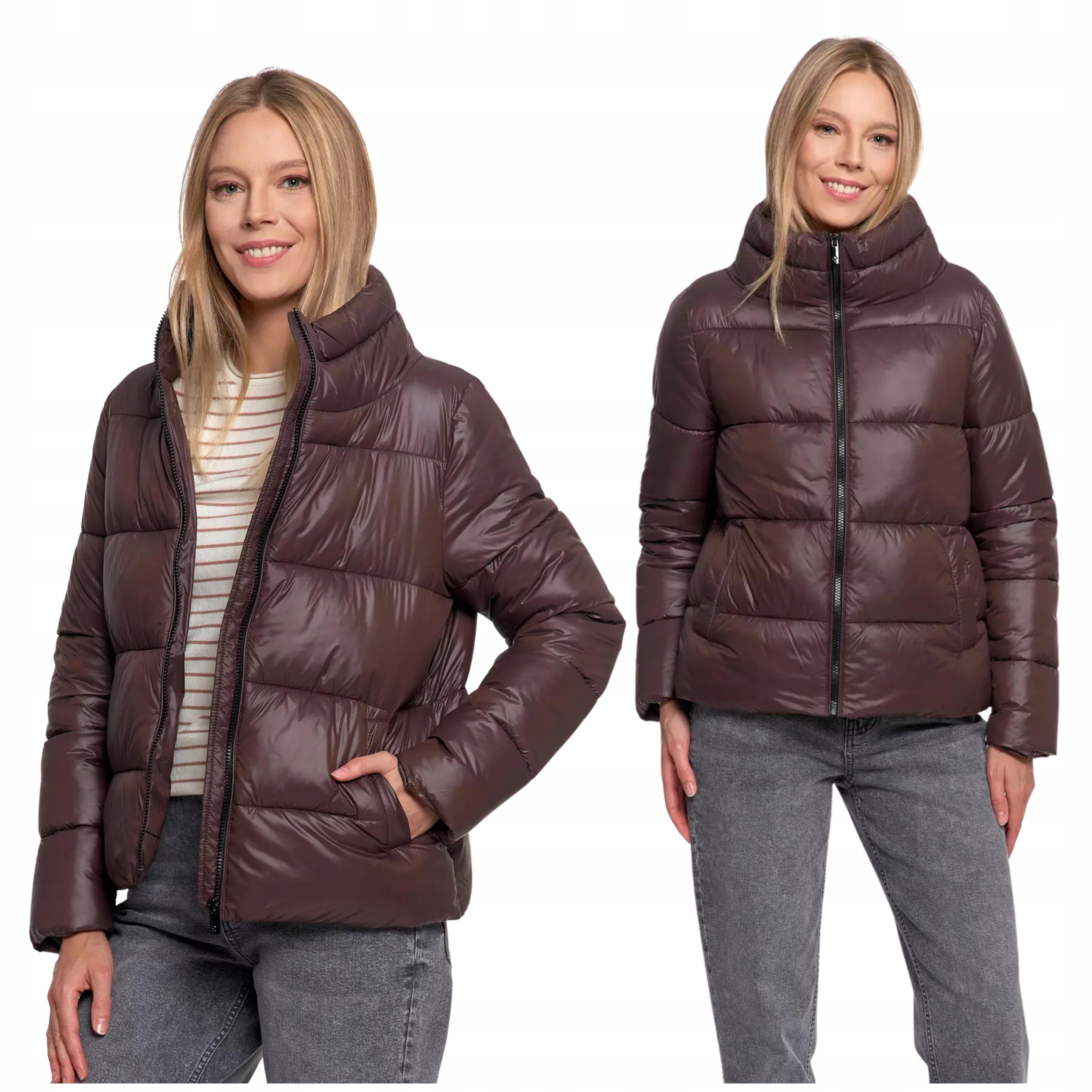 Krátká Dámská Prošívaná Bunda Bez Kapuce Na Podzim Teplá Moraj XXL