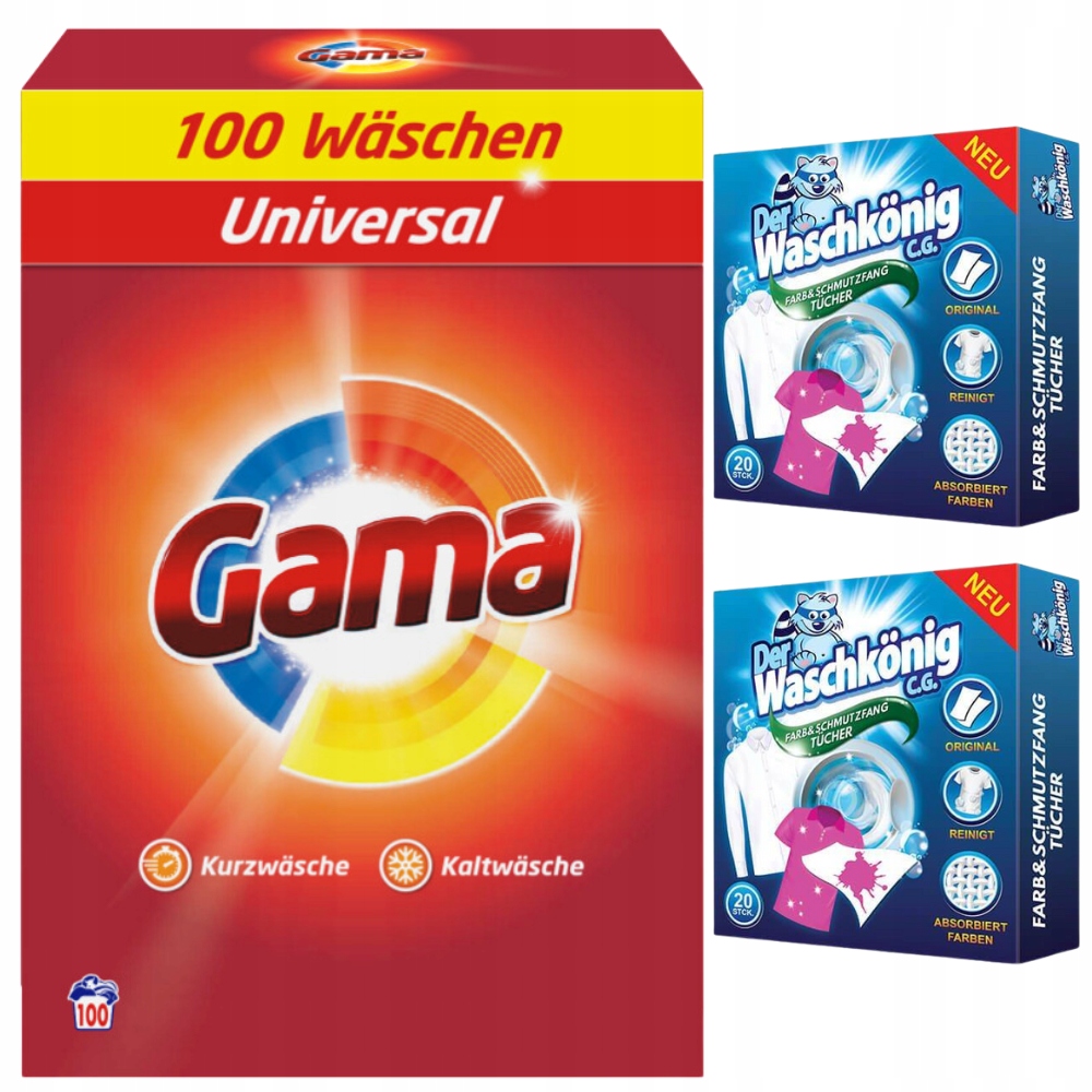 Gama Universal Prací prášek 100 praní Ubrousky zachycující barvu