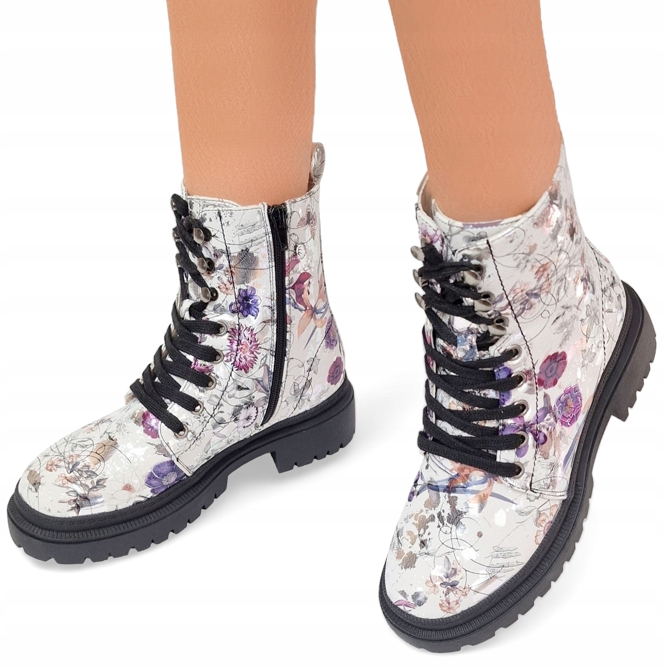 Kotníkové Boty Neobyčejné dámské kozačky se šněrováním na zip Trepy *38*