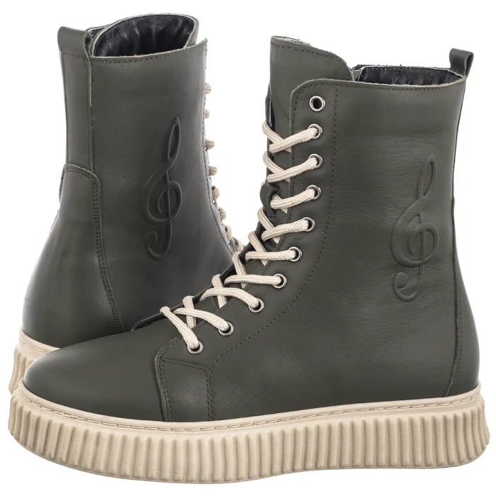 Dámské zateplené boty Venezia Zelená kůže A012LEKHOBB082