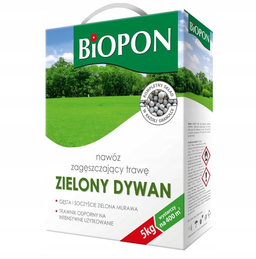 

Nawóz zagęszczający Trawę Zielony Dywan Biopon