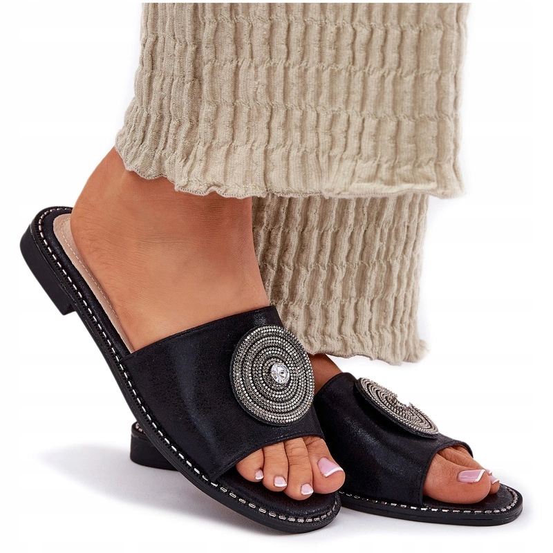 Nazouváky Dámské Plochý Podpatek Ozdoba Elegantní S.barski KV51-013 Černé 39