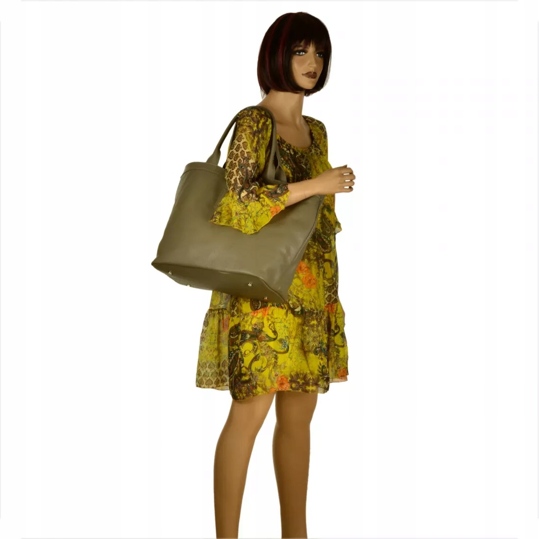 Genuine Leather Torebka shopper Skóra naturalna brązowy z Włoch [SKU] Marka Borse in Pelle