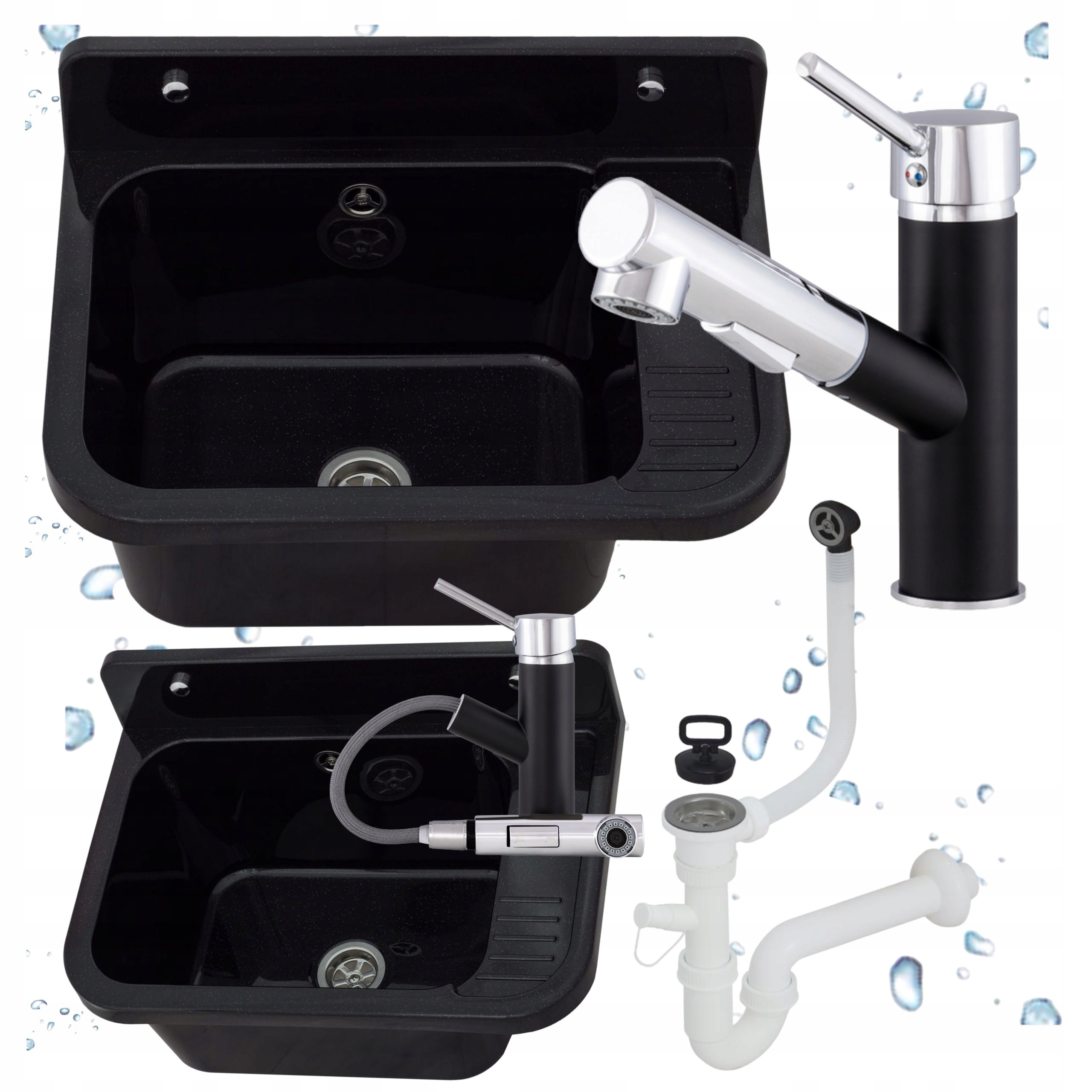 Technický Dřez Pracovní Komora Prádelna Kotelna Výsuvná Baterie Černá