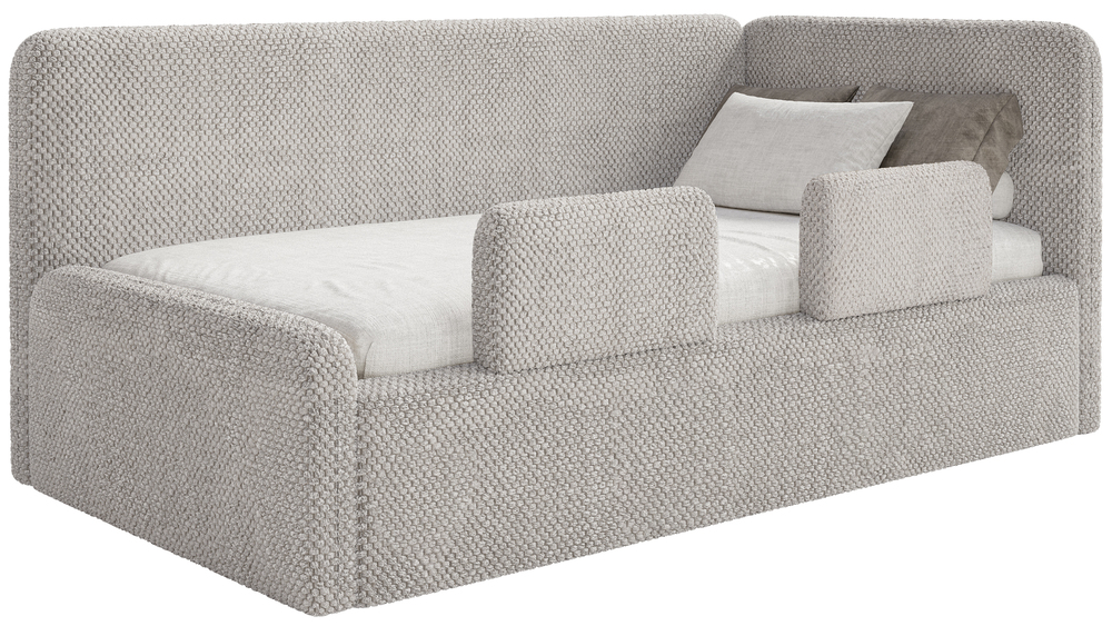 Postel pro mláděž 90x200 cm Fanklo šedobéžová plyšová zábrana pravá