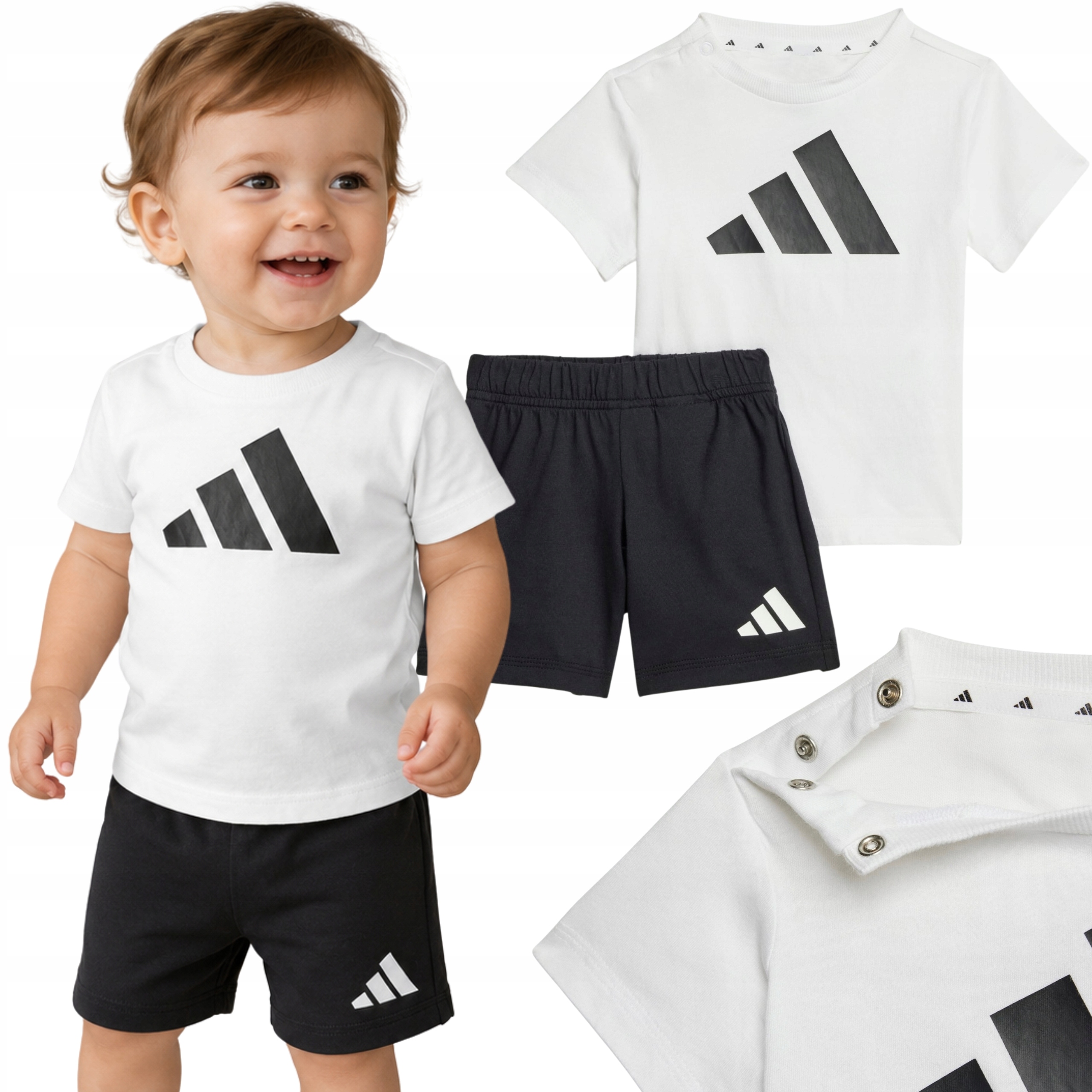 Komplet Spodenki Koszulka Sportowy Zestaw Dziecięcy Adidas Bawełniany 98