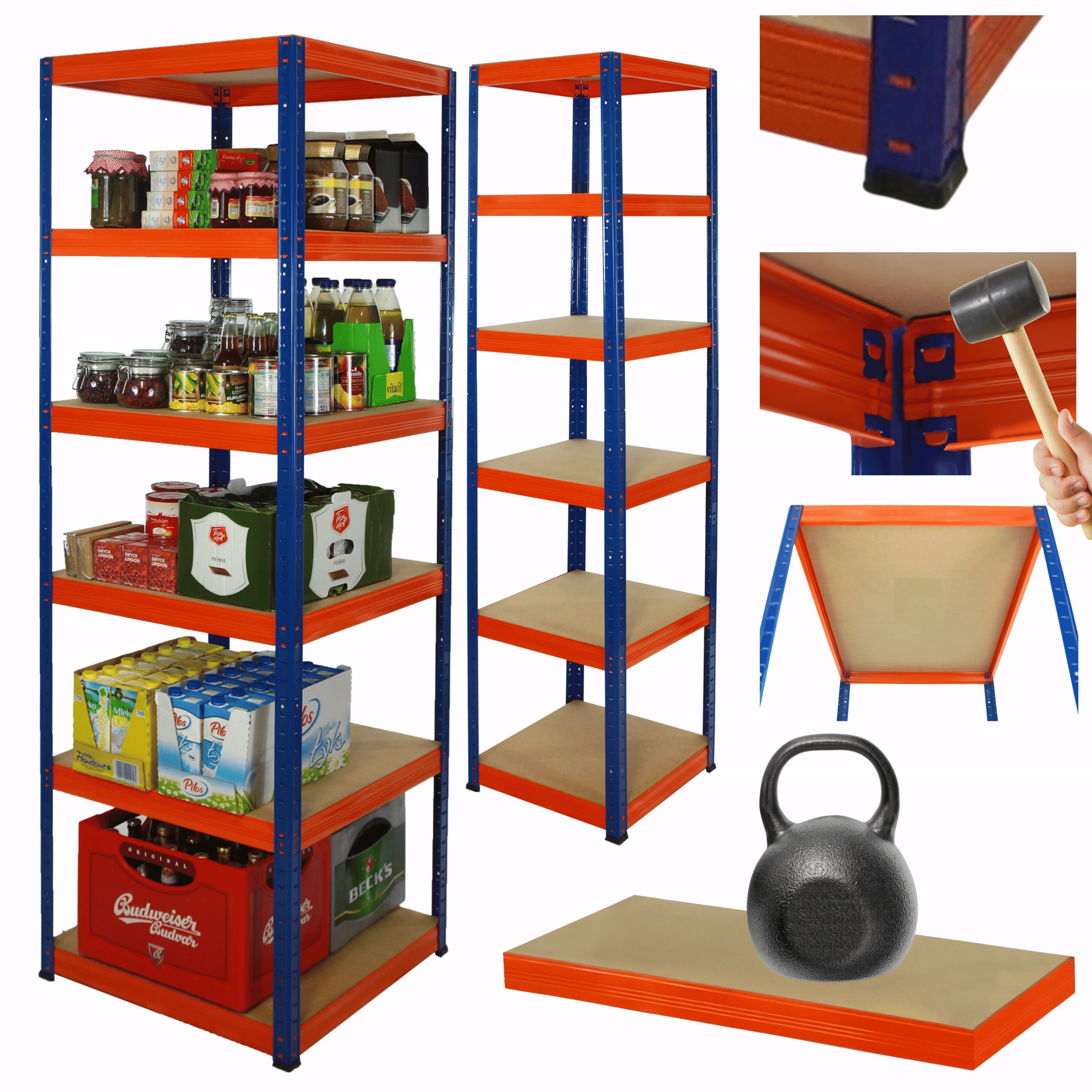 Dielenský regál kovový stojan Helios 196x60x60 cm 6Px175 kg Silný Poľský