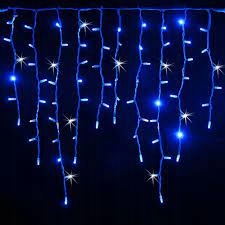 

Kurtyna-sople 200 Led Zimno Białe+błysk Niebieski