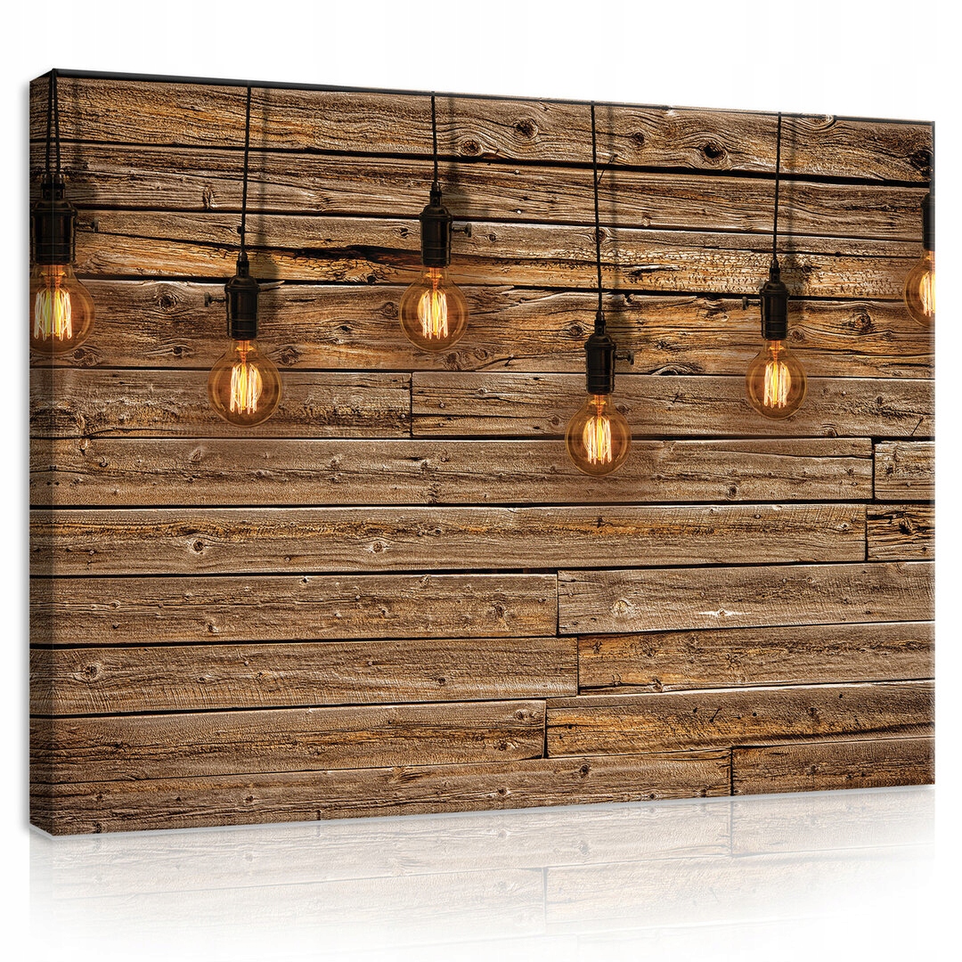 Obraz 100x75 Loft rustikální vintage žárovky Edisona dřevo textura styl