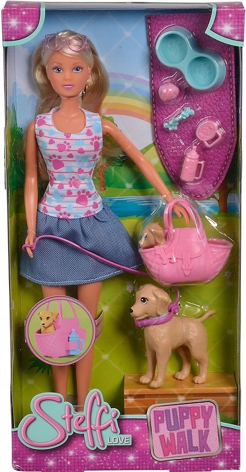 LALKA STEFFI NA SPACERZE Z PIESKAMI + AKCES. SIMBA Bohater inny