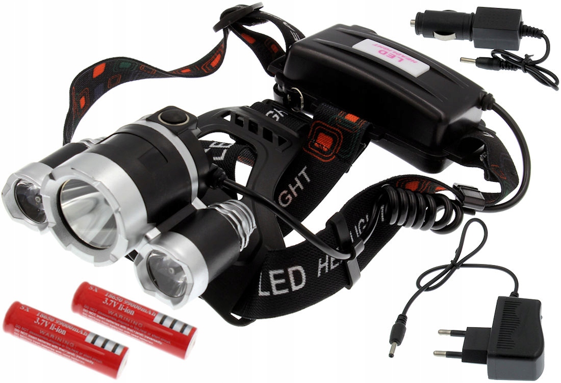 

Latarka Czołowa 3x Led T6 Cree 18650 Ładowarki