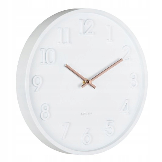 Nástěnné hodiny bílé tiché na zeď do obývacího pokoje, kuchyně, moderní Calma