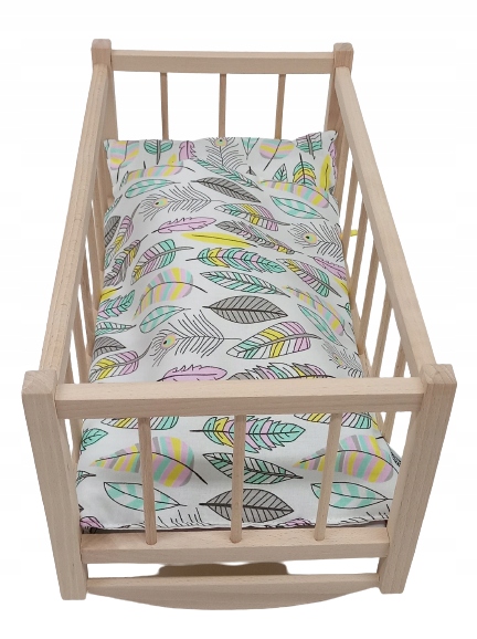 KOŁYSKA DLA LALEK DREWNIANA DLA LALKI +POŚCIEL 3EL