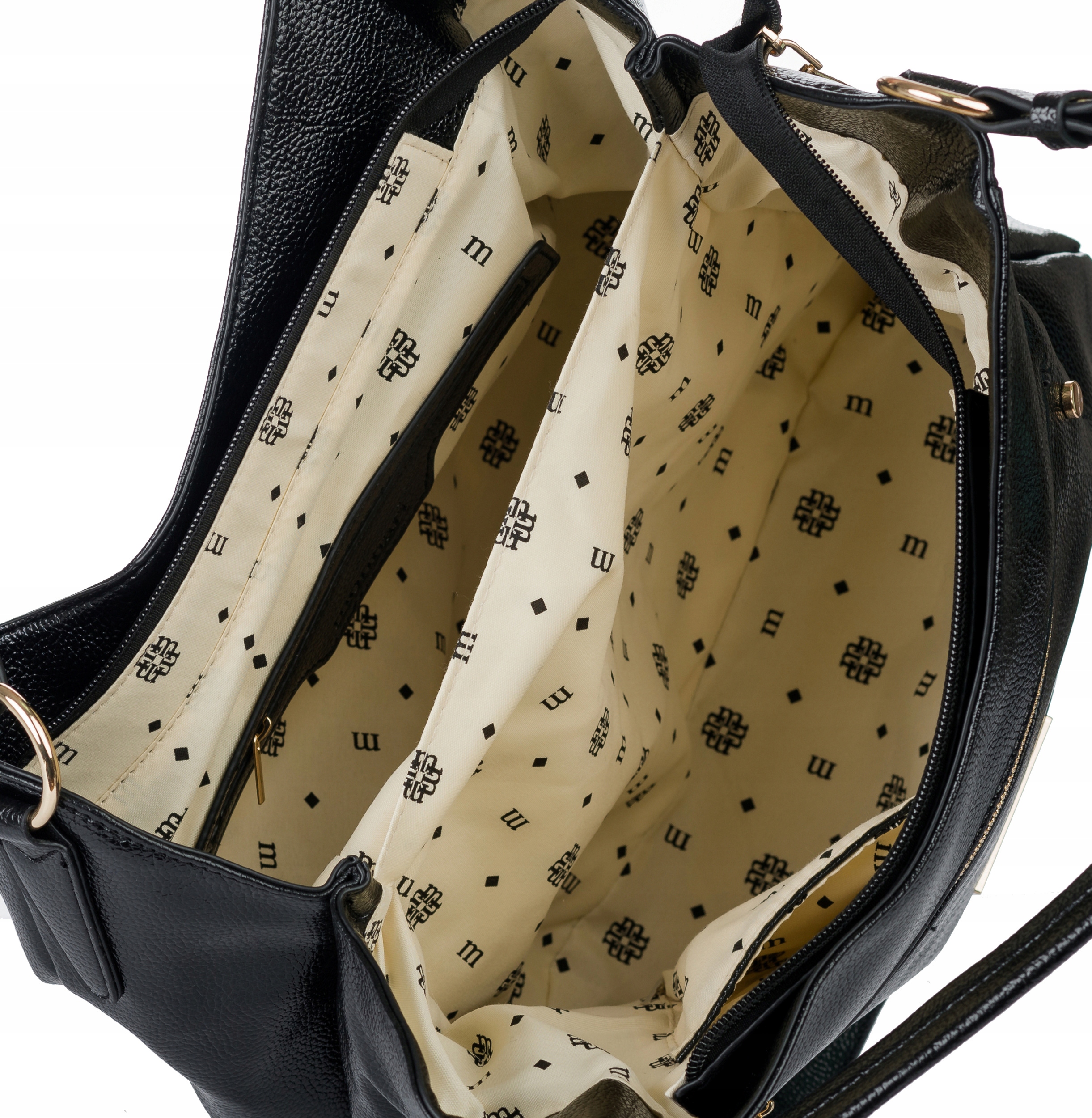 Torebka MONNARI SHOPPER Listonoszka Worek NA RAMIĘ Czarna PASEK Premium Model BAG2620-m20