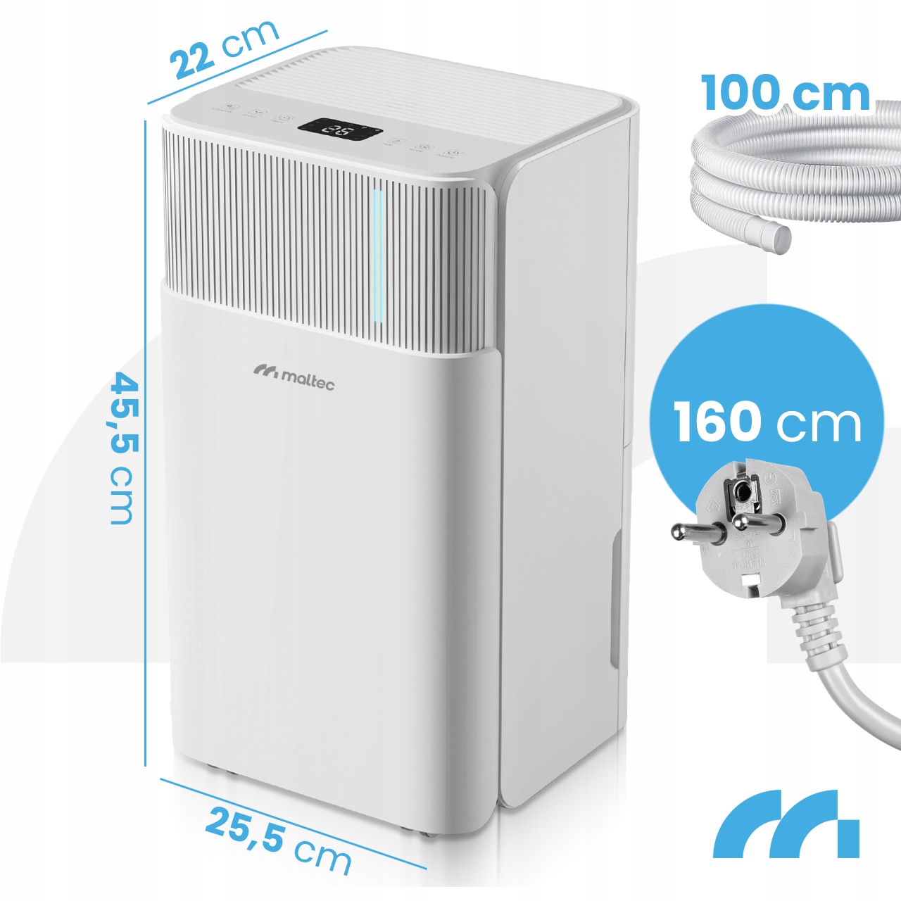 ОСУШУВАЧ ПОВІТРЯ З ПОГЛОТНИКОМ ВОЛОГИ, ТИХИЙ WIFI, ТАЙМЕР, ГІГРОСТАТ, 12 л/24 год, бренд Maltec