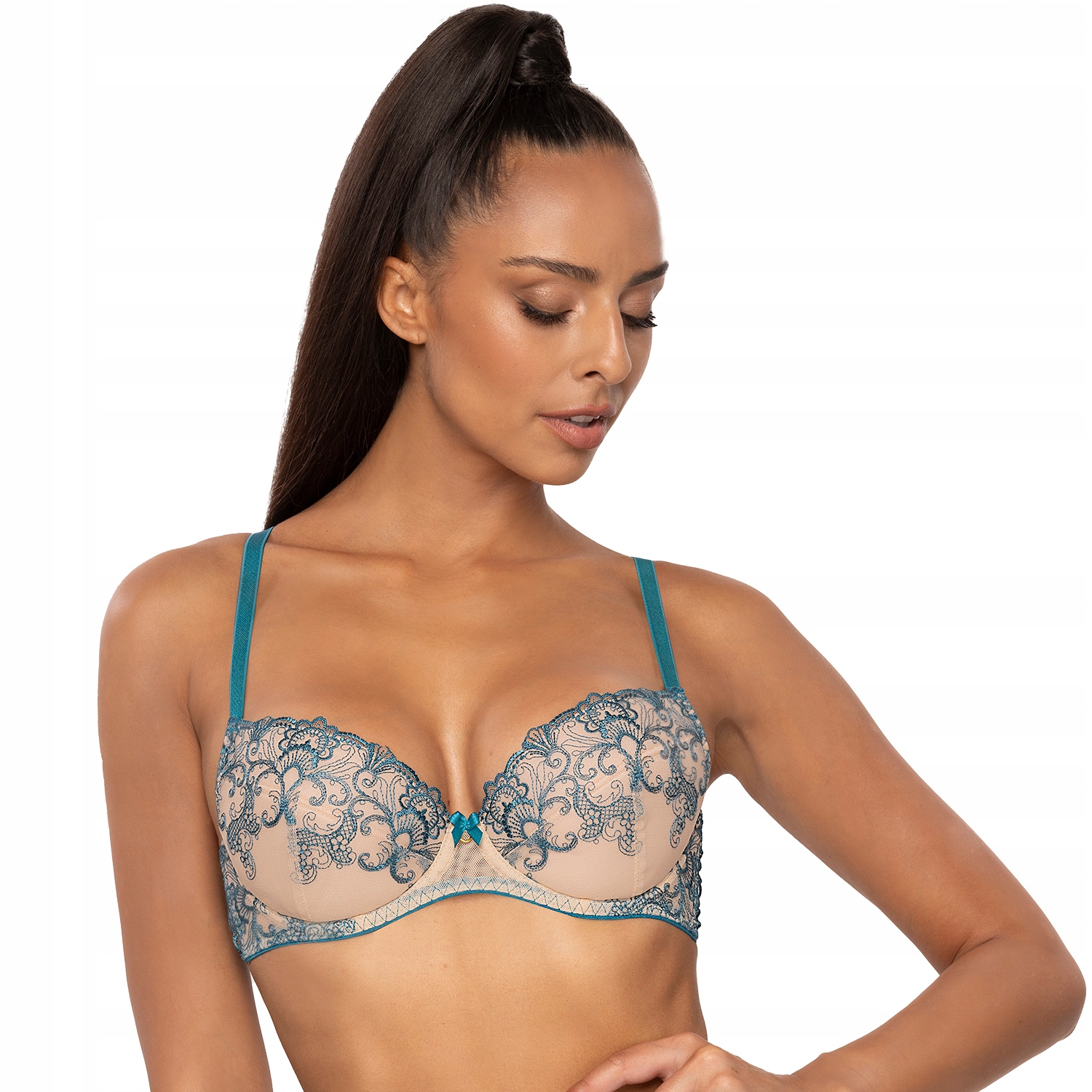 Mat 3808/11 Maureen béžovo-tyrkysová 80E Push-up podprsenka