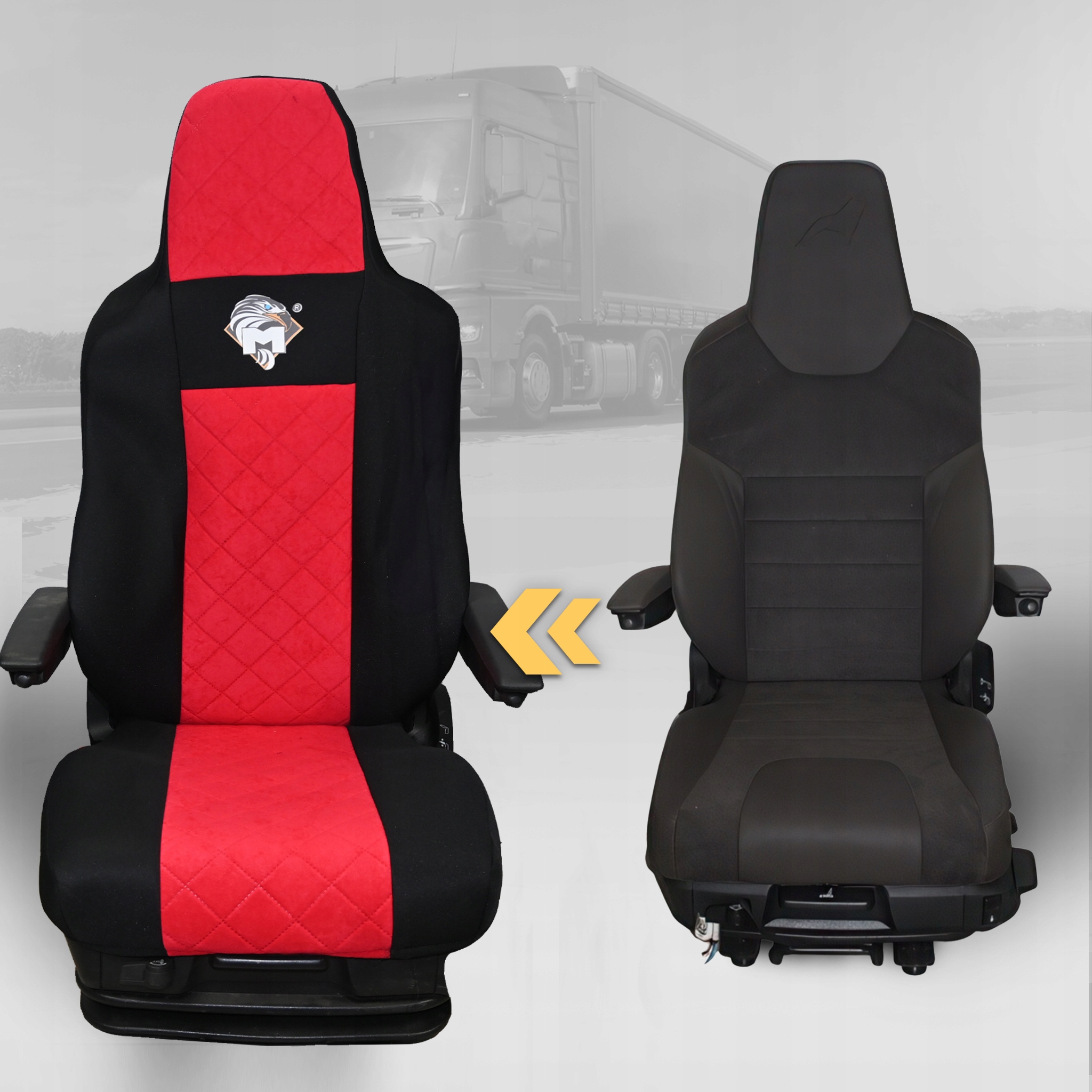 Pokrowce na fotele MAN TGX 2020 1 pas CZERWONY Model MAN TGX, TGM, TGL 2020 1 PAS