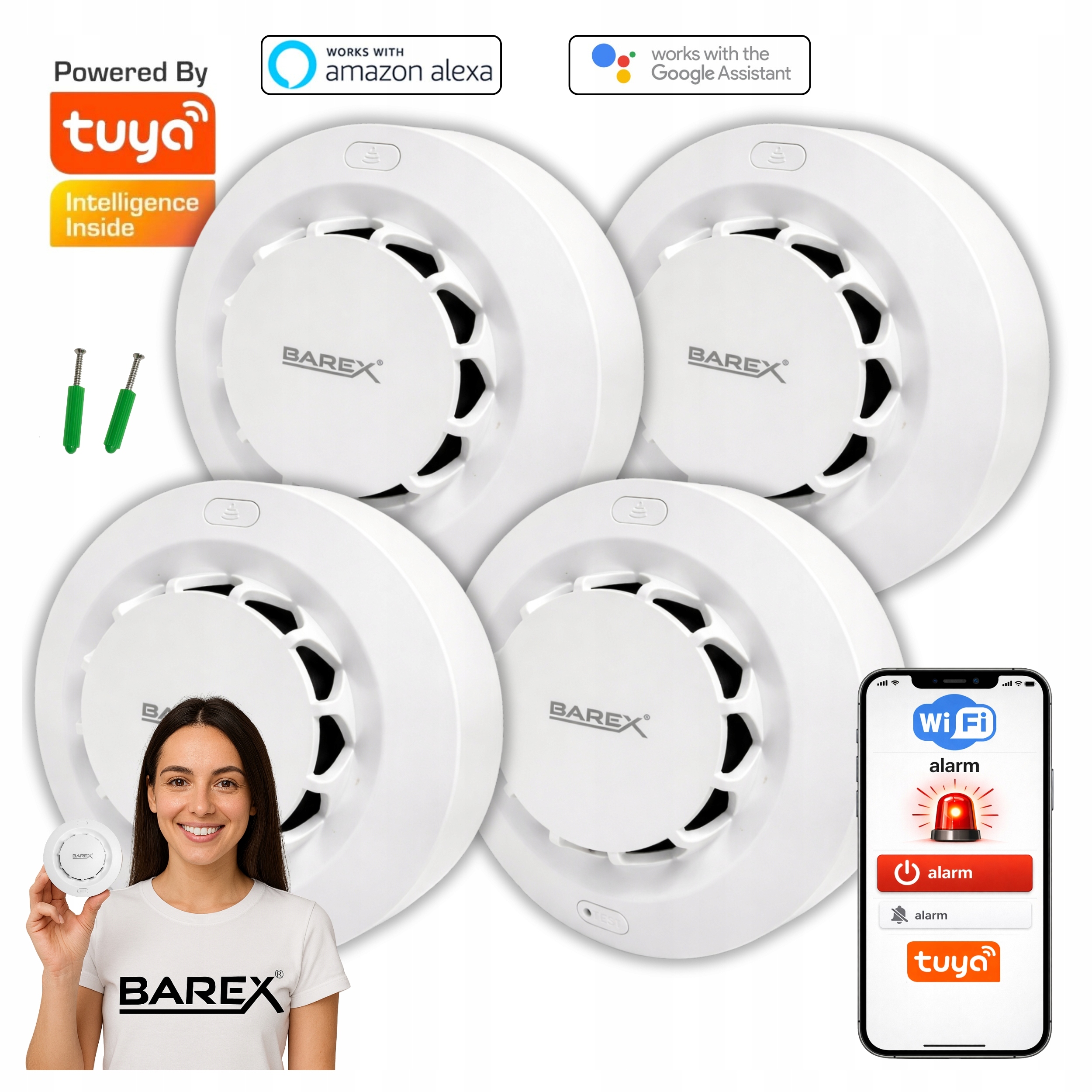WiFi detektor kouře Tuya Detektor požáru Alarm 85 dB Smart Life