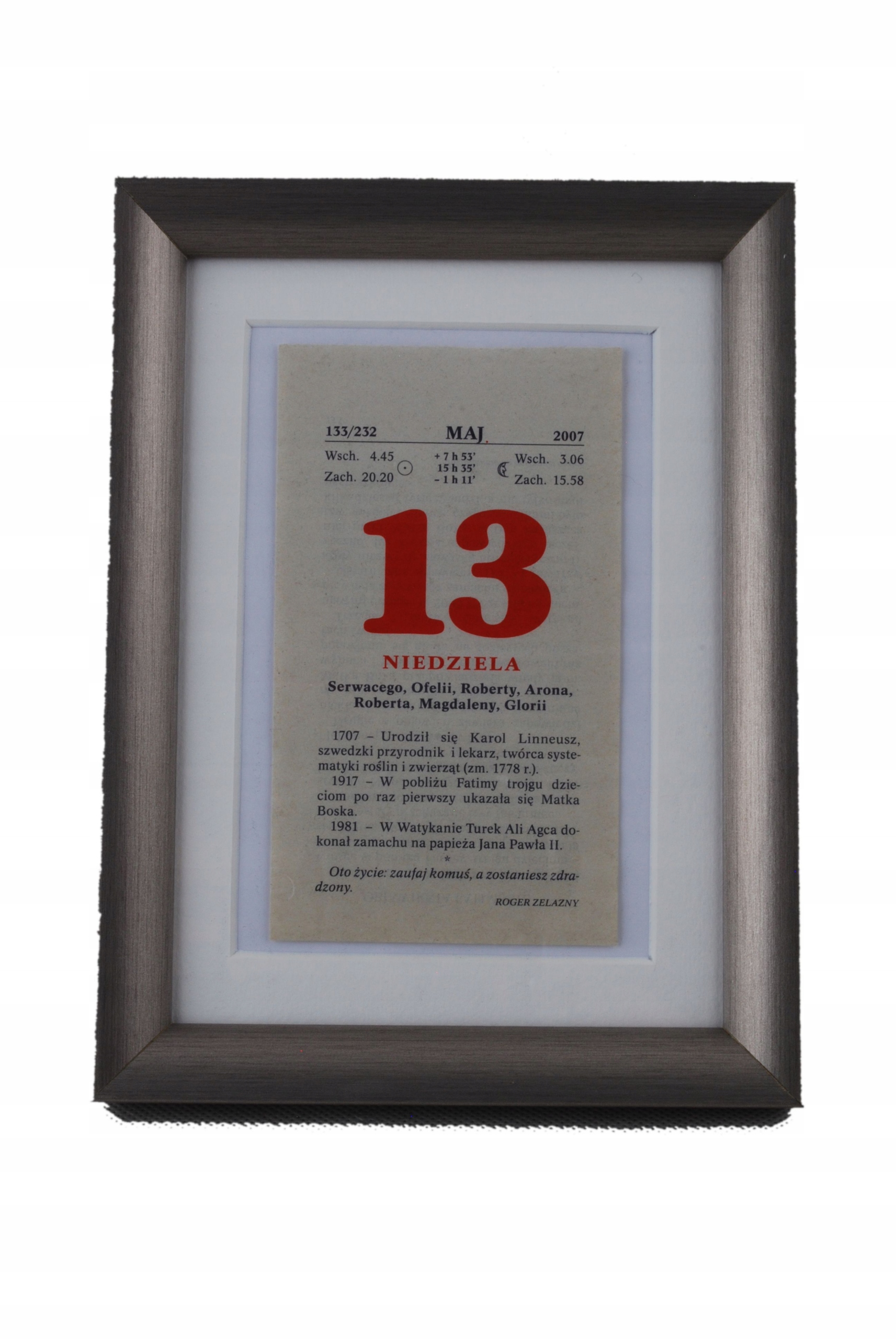 

Ramka stojąca wisząca 13x18 do kartki kalendarzS