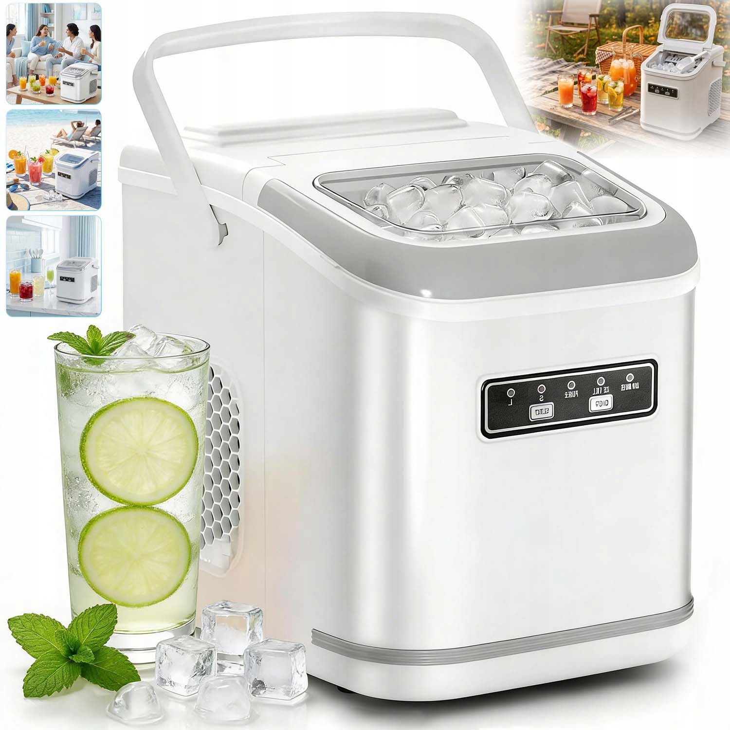 Domácí Výrobník Ledu Inox 12 KG/24H 90 W Expresní Kompaktní Velikost