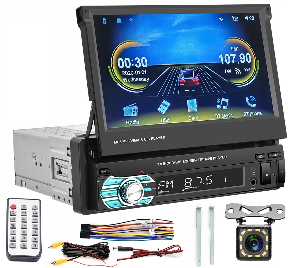 Autorádio 1DIN 7'' Bt Výsuvný Dotykový Displej