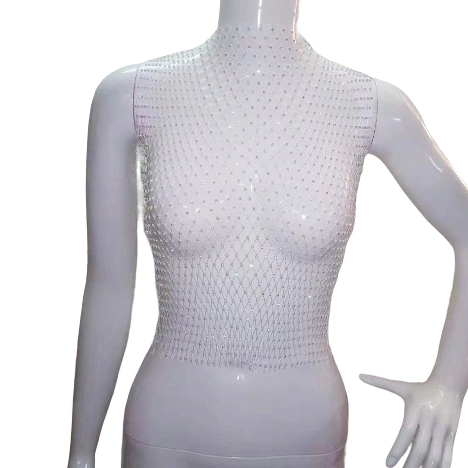 Siateczkowy krój bez rękawów z wycięciem na Materiał dominujący syntetyk